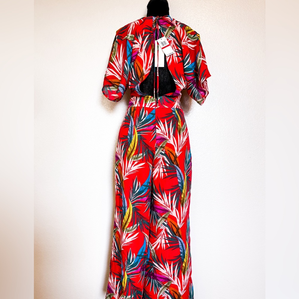 Anthropologie Red Carter Plunge Neckline Tropical‎ Jumpsuit Size XS - Picture 4 of 12